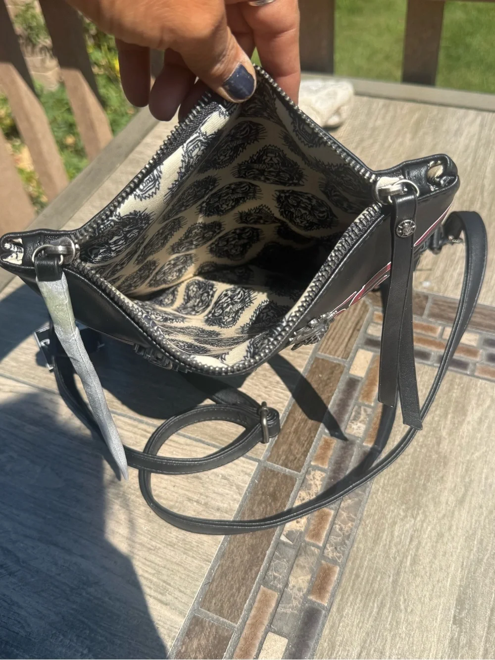 NWT Ed Hardy Foldover Clutch Black Vegan Leather Crossbody Bag